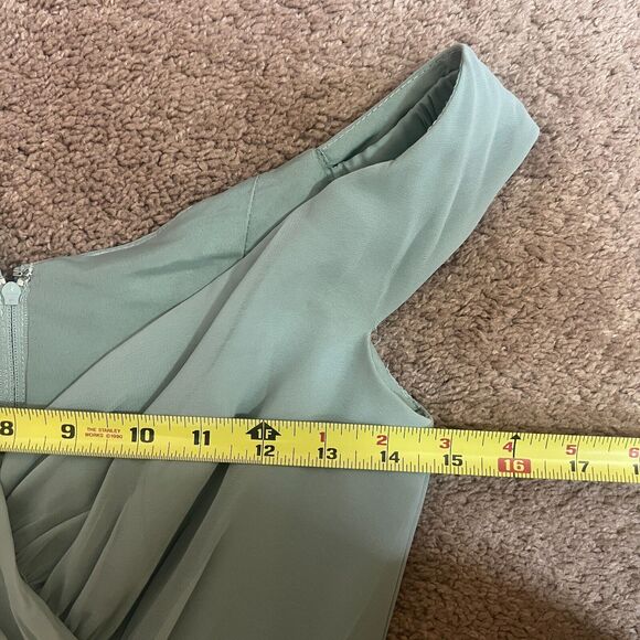 David's Bridal Womens Maxi Gown Dress Size 0 Sage Green Bridesmaid Prom Formal - Picture 10 of 13